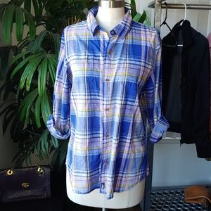 The North Face Alemany Plaid Shirt Long Roll Tab Sleeves Women Large